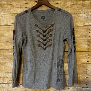Double D Ranch size S long sleeve embellished/embroidered military t-shirt
